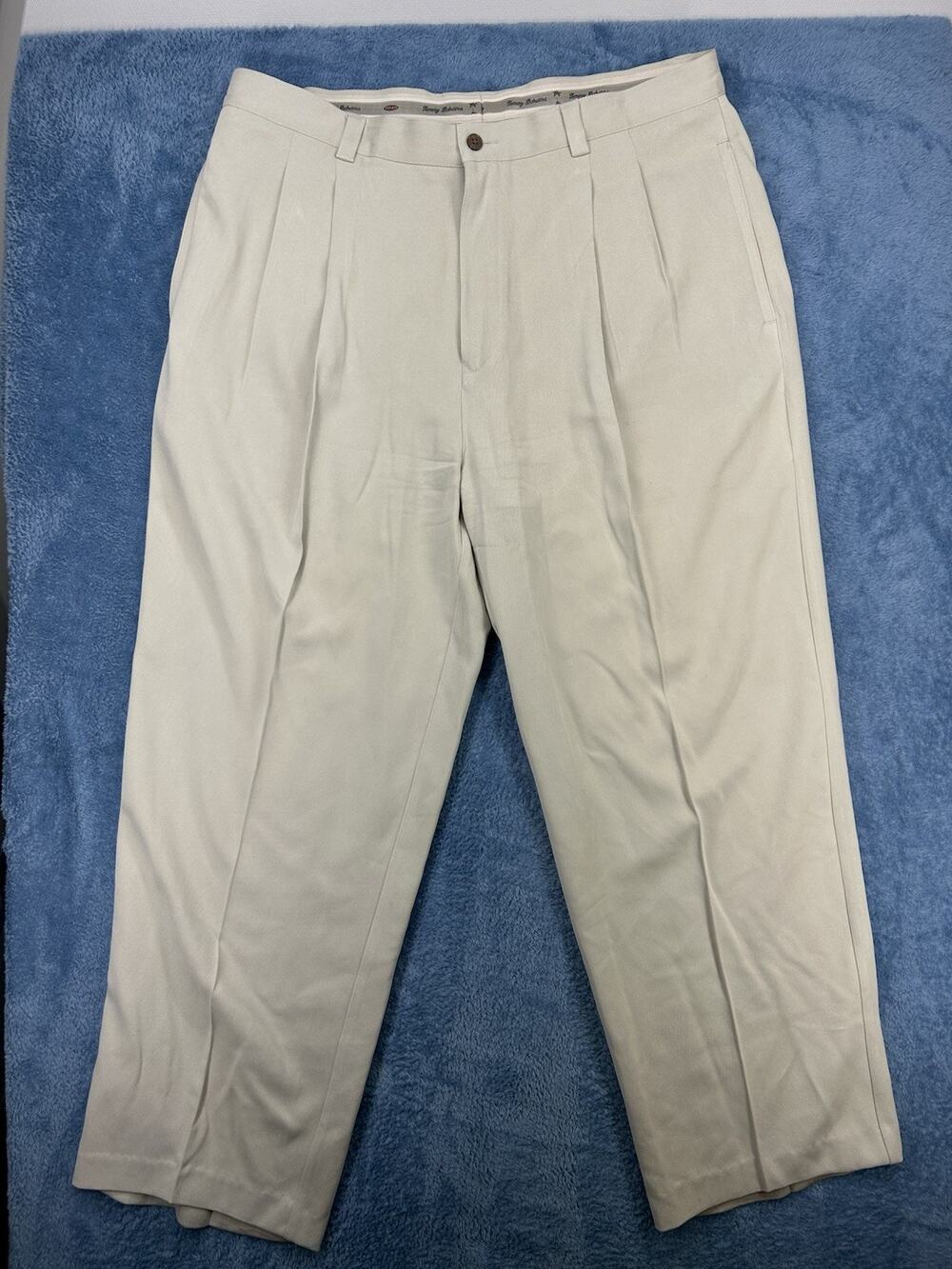 Tommy Bahama Mens 38x30 Tan 100% Silk Beige Dress Pants